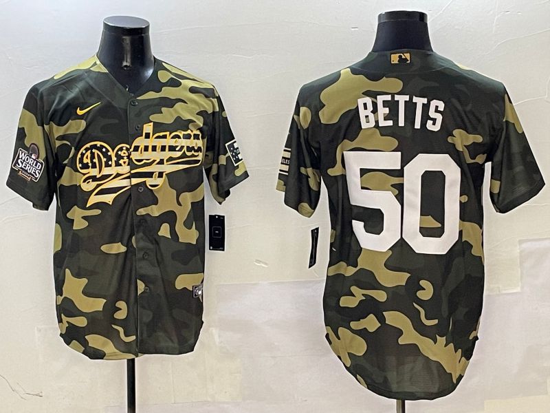 Men Los Angeles Dodgers 50 Betts Camo Joint Name 2025 Nike MLB Jersey style 3
